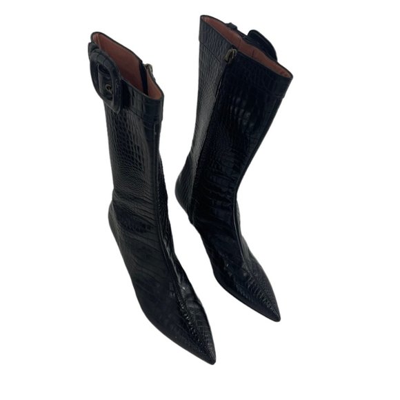 Moschino Alligator Kitten Buckle Accent Heeled Boots Size Euro 36, US 6.0 - Picture 3 of 13